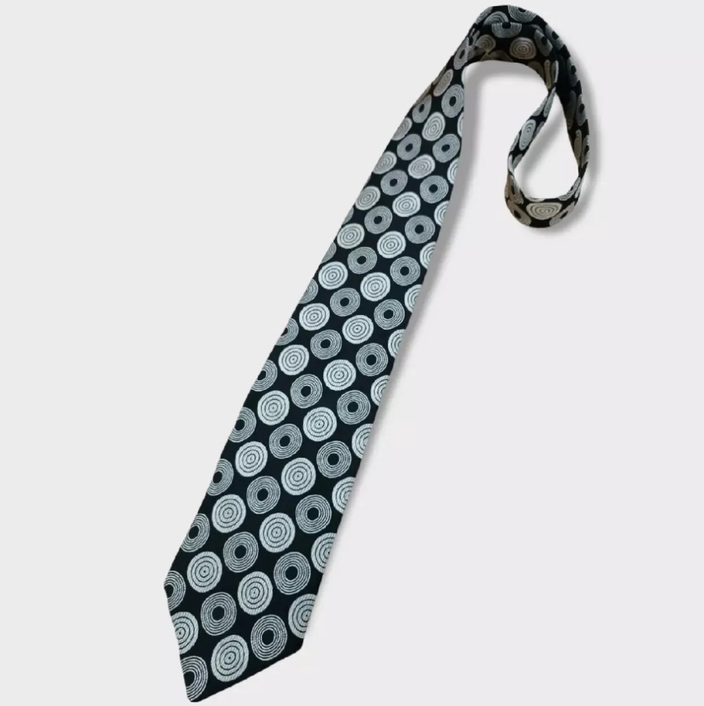 VERSUS GIANNI VERSACE Black Geometric Silk LUXURY Tie ITALY